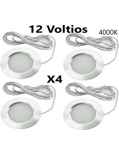 Pack 4 Placas Led a 12v 3w 3000k empotrar Con Envío Gratis, para Caravana, Camper, Autocaravana o instalaciones a 12v