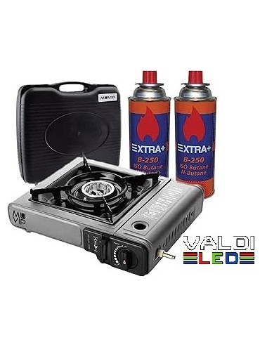 Cocina de Gas Portatil Modelo Dual 1 Fuego + 2 cartuchos de gas + Maletin+ Envío Gratis, con Adaptador de Botella Externa