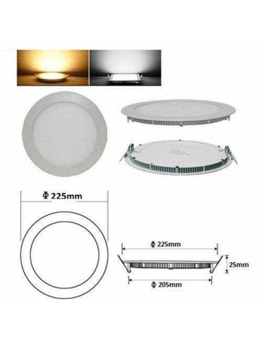 Pack 4 Placas LED 18W 1409Lm 6000ºK Circular para empotrar de 225mm con Envío Gratis.